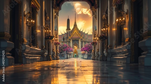 The Royal Palace in Bangkok Thailand showcasing the exquisite Thai architecture and intricate detailing that reflects the nations artistic heritage.