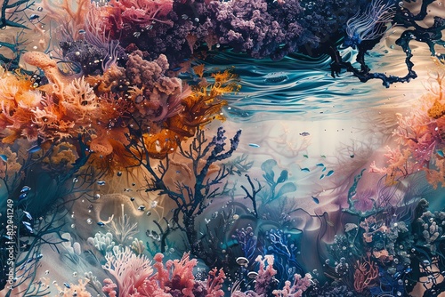 Portray the intricate dance of light and shadow in an underwater dreamscape