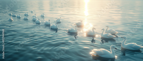White goose on the lake