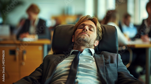 Busy businessman catching a few z's in the middle of work