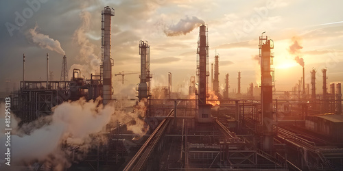 Oil and gas refinery plant background - Ai Generated