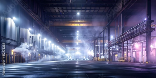 Safeguarding digital infrastructure from cyber threats in an ominous industrial environment. Concept Cybersecurity, Industrial Safety, Threat Mitigation, Digital Infrastructure Protection