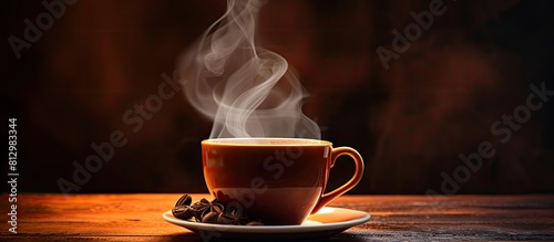 Begin your morning by savoring a steaming cup of coffee allowing its rich aroma and invigorating taste to awaken your senses and energize your day. Copyspace image