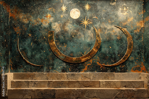 celestial scene of stars and galaxies, capturing the timeless allure of the cosmos in Byzantine style-2