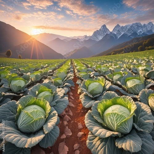 a field of young cabbage