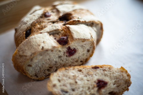 A loaf of bread with cranberries