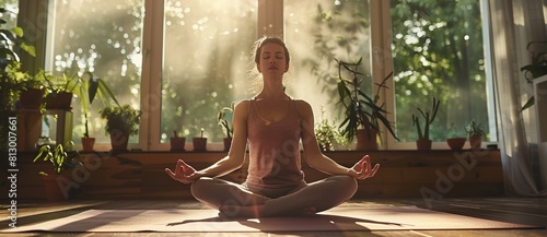 a woman doing yoga in the lotus position indoors