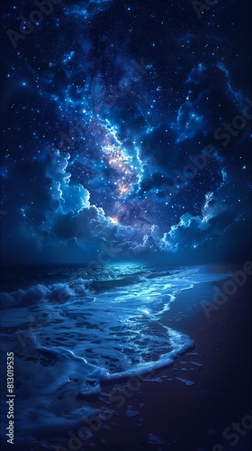 closeup beach sky background wave astral night forecasted dreams awakening mid serene setting