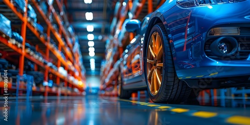 Automotive Warehouses: Essential Suppliers of Car Parts for the Auto Industry Supply Chain. Concept Automotive Industry, Warehousing, Car Parts, Supply Chain, Automotive Suppliers