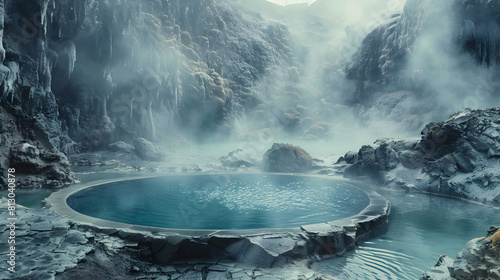 Thermal Pools in Volcanic Setting Offering a Unique Natural Spa Experience Amid Rugged Landscapes Photo Realistic Concept