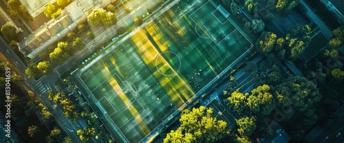 Aerial View Of A Soccer Field Background