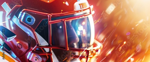 American Football Background With A Close-Up Of A Football Visor