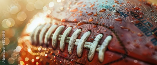 American Football Background With A Close-Up Of A Football Mouthpiece