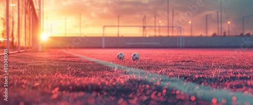Empty Football Field Background At Sunset