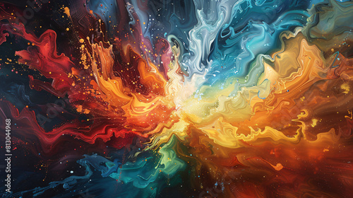 dynamic explosion of light and color, as if a burst of creativity has been unleashed onto the canvas