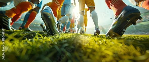 Soccer Background With Players Lining Up For A Kickoff