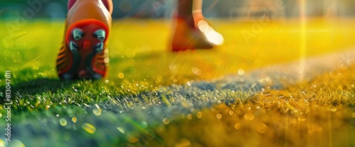 Soccer Field Background With A Close-Up Of A Soccer Captain'S Armband