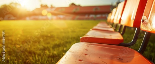 Soccer Field Background With A Close-Up Of A Soccer Stadium Seat