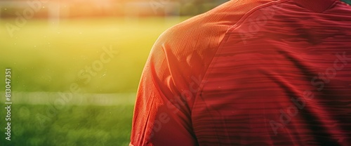 Soccer Field Background With A Close-Up Of A Soccer Jersey