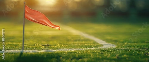 Soccer Field Background With A Close-Up Of A Corner Flag