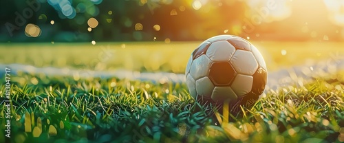 Soccer Field Background With A Close-Up Of A Soccer Ball Bouncing