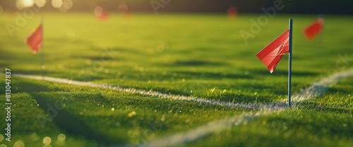 Soccer Field Background With Corner Flags
