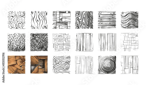 Hand drawn pencil crosshatch shapes, Black squiggle texture of rain, wood, spiral. Rectangular with grunge lines. sketching, hand-drawn, texture, doodle, spiral