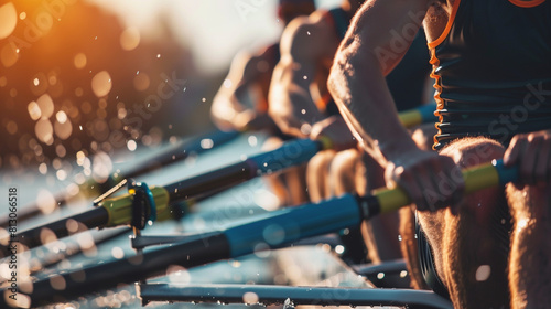 Group of Rowers in Rowing Boat