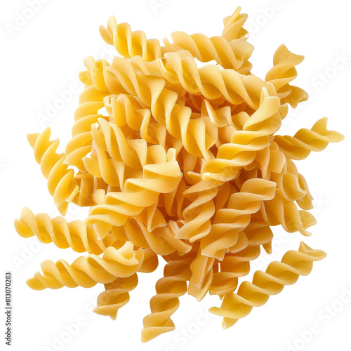 Fusilli pasta, tightly coiled, isolated on a white background, perfect for die cut PNG style