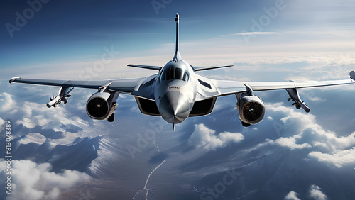 Precision Ascent - Military Jet Executing Flawless Takeoff Viewed from Front AI Generated PNG Illustration