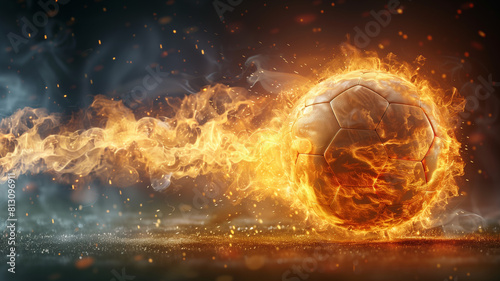 flaming soccer ball soaring through the air