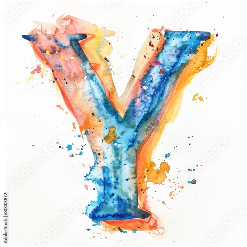 letter Y watercolor painting on a white background