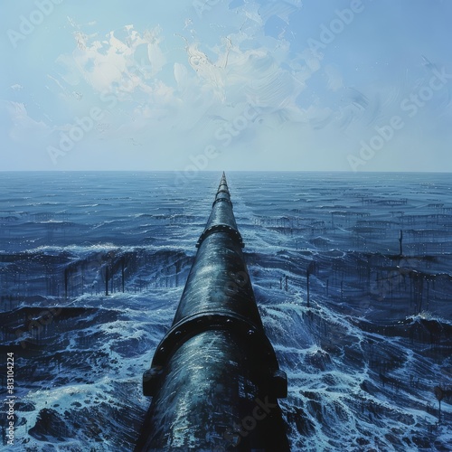 Oil pipelines stretch across the sea, an industrial banner showcasing the stark realities of energy dependency
