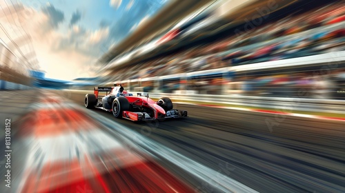 Finish Line Triumph: High-Speed F1 Racing Car in Victory Blur