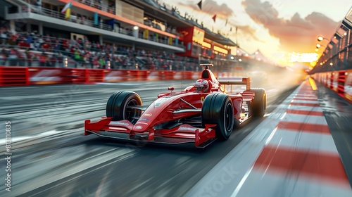 Finish Line Triumph: High-Speed F1 Racing Car in Victory Blur