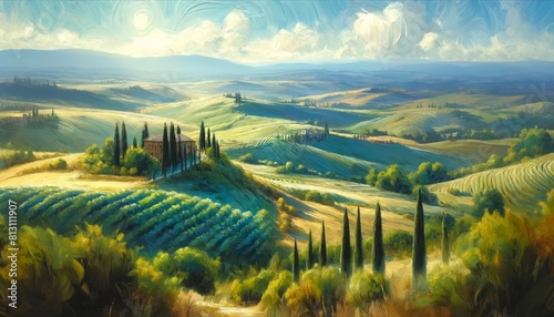 A painting of Tuscany, captures its serenity and untamed beauty