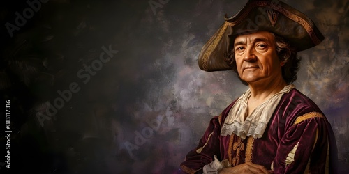 Classicalstyle portrait of Christopher Columbus commemorating his discovery of America on Columbus Day. Concept History, Portraiture, Columbus Day, Classical Style Portrait, Discovery of America