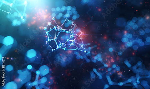 3D Molecule background with connected spherical particles, atoms ,Vector molecular structure, Chemical medical motion concept.