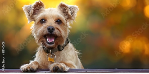 Fawn Terrier in Sporting Group with collar friendly smile looking at camera. Concept Dog Photography, Sporting Breeds, Collar Accessories, Pet Portraits, Canine Expressions