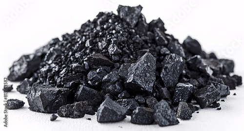 High-Quality Image of Black Coal with White Background