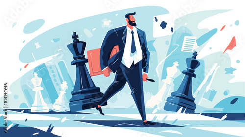 Male office worker carrying bishop chess piece flat