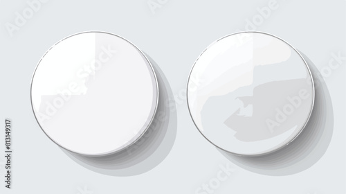 Mockup set of blank white round badge from front an