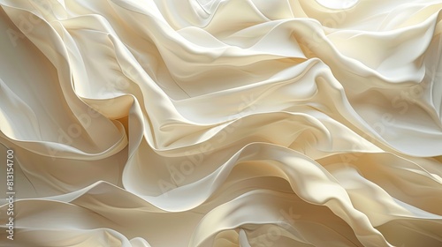 Close-up of wrinkled beige silk fabric with soft folds.