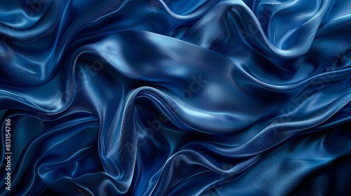 Blue silk fabric with pleats.