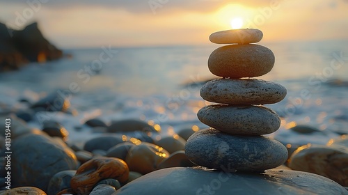 Balance concept of zen stones on paradise beach