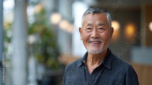 confident senior asian man smiling at camera handsome mature male portrait