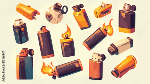 Realistic set of lighters for your brand. Vector il