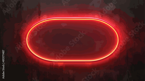 Red vintage frame. Realistic 3D oval with a neon li