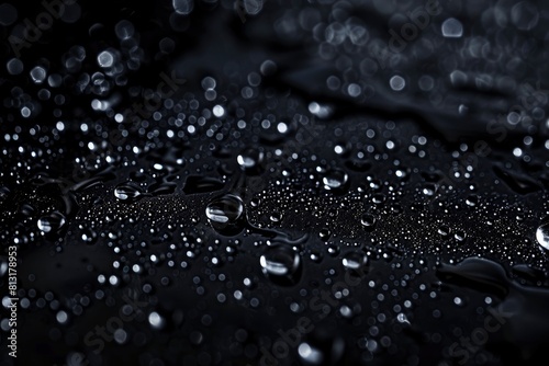 Water droplets on black background - generative ai