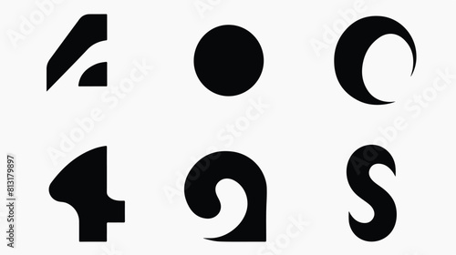 Set of black and white number four logo templates v